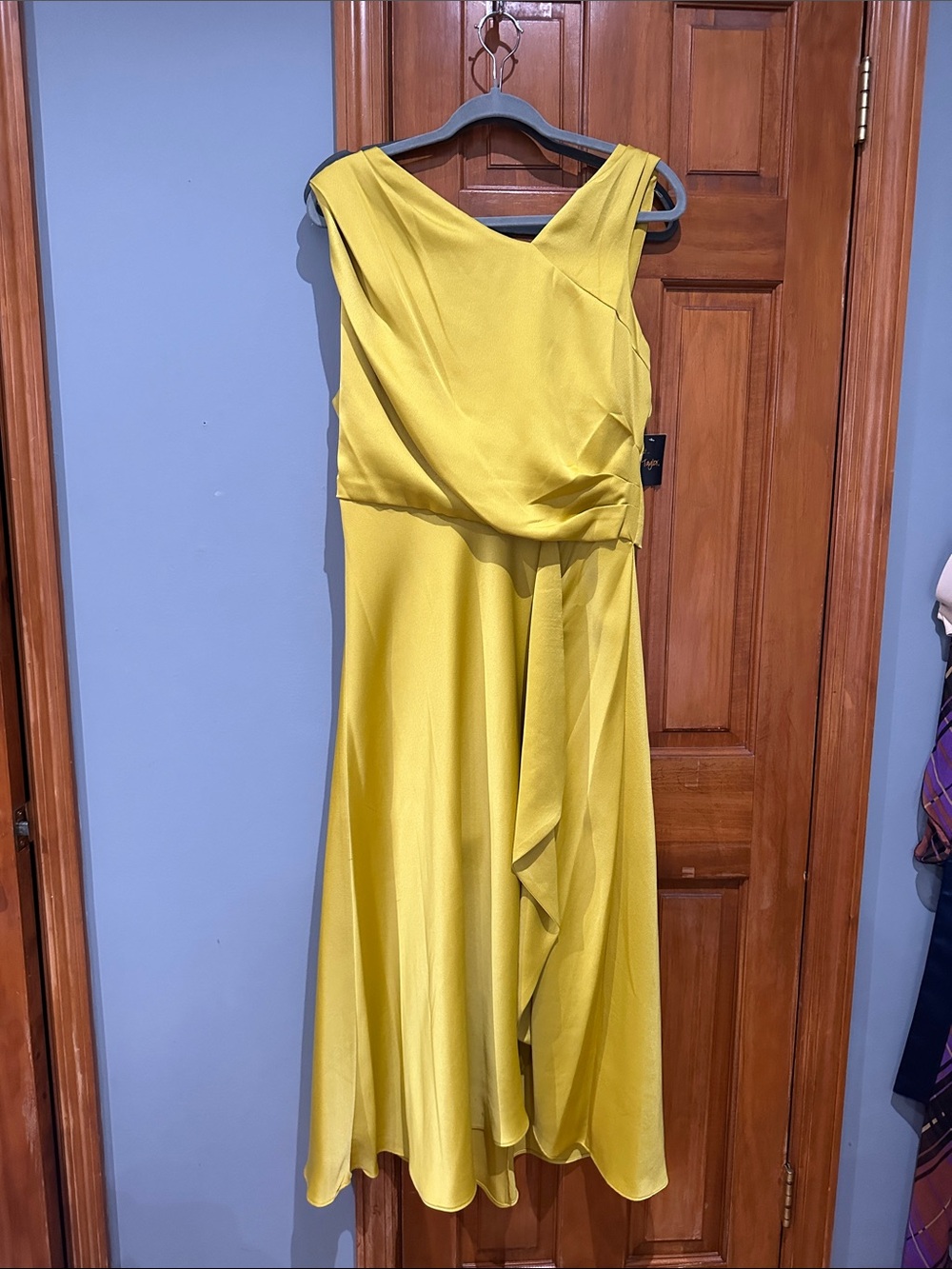 Yellow Draped Sleeveless Midi Dress
